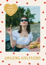 Personalised Birthday Photo Card created by The Pattern Press - Classic Birthday Card - Amazing Girlfriend - Hearts