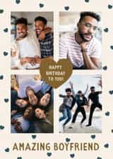 Personalised Birthday Photo Card created by The Pattern Press - Classic Birthday Card - Amazing Boyfriend - Hearts