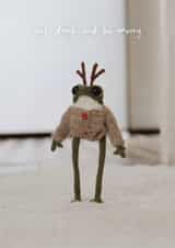 Cute Christmas Card - Knitted Frog - Eat Drink And Be Merry - Heknitt created by lil wabbit
