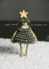 Cute Christmas Card - Rockin' Around the Christmas Tree - Knitted Frog - Heknitt created by lil wabbit
