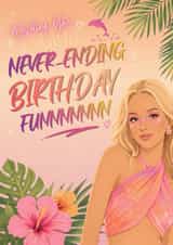 Zara Larsson Inspired Midnight Sun Tropical Birthday Card For Her created by Blush Boulevard