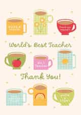 Classic Thank You Card - World's Best Teacher - Coffee Mugs created by Kitty Strand