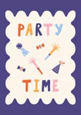 Retro Birthday Typography Card with Party Illustrations - Modern Congrats Card created by Sad Girl Illustration