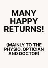 Funny Birthday Card - Many Happy Returns created by Leamington Underground