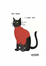 Funny Anniversary Card - Whimsical Cat - I Love You created by Imo D