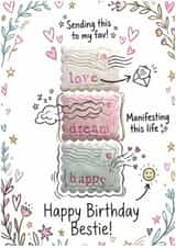 Cute Happy Birthday Bestie Card – Dream Love Happy Aesthetic Friend created by nila holden