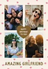 Personalised Birthday Photo Card created by The Pattern Press - Classic Birthday Card - Amazing Girlfriend - Hearts Frame