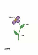 Cute hand drawn flower for loved one sending love / sympathy created by Imo D