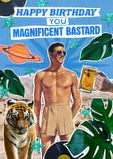 Arty Birthday Card - Magnificent Bastard - Retro Collage created by Violet and Alfie