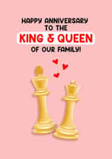 Classic Anniversary Card - For Parents - King And Queen - Chess created by Lucy Marie Design