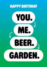 Funny Happy Birthday Card For your mate who loves a beer garden created by Seb Sells