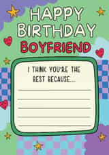 Classic Birthday Card - For Boyfriend - You're The Best Because created by @Laura Lonsdale Designs