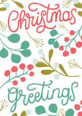 Modern Christmas Hand Lettered Card with Botanical Illustrations created by Olena Kloppner