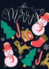 Cute Christmas Card with Traditional Motifs and Hand-Lettering created by Olena Kloppner
