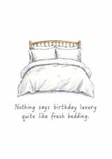 Birthday card, fresh sheets, fresh bed, adulting created by Artzen Island