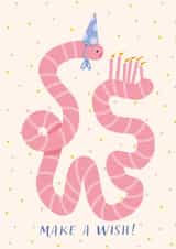 Cute Birthday Card - Worm - Make A Wish! created by Kitty Strand