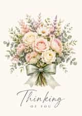 Beautiful Thinking Of You Card With Watercolour Bouquet Of Flowers created by BeauPrintBoutique