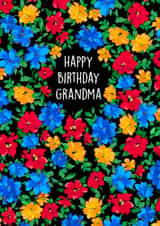 Pretty Birthday Card - For Grandma - Red, Blue And Yellow Flowers created by Poppy & Mabel 