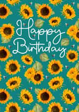 Pretty Birthday Card for Friend - Sunflower and Bee Pattern - Happy Birthday created by Leanne Munro