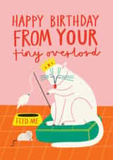 Funny Cat Birthday Card | Tiny Overlord created by AbiGoLucky