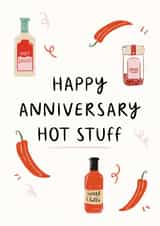Happy Anniversary Hot Stuff Card - Cheeky Chilli Peppers - Hot Stuff Pun created by Lauren Barclay