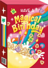 Cute Whimsical Cereal Birthday Card for Friend - Magical Rainbow Marshmallows created by Ricicle Cards