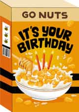 Funny Honey Nut Cereal Birthday Card for Friend - Go Nuts Bumblebee Box created by Ricicle Cards