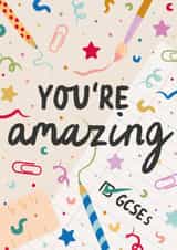 Cute and Colourful GCSE Congratulations Card - You're Amazing created by The Pattern Press