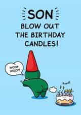 Funny Birthday Card for Son - Blowing Out the Birthday Candles created by Cheeky Legends