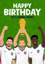 Fun Birthday Card - World Cup Hope - It's Coming Home - England created by Pink Peach Cards