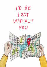 Classic Anniversary Card — Lost Without You — Map created by Alice Smith