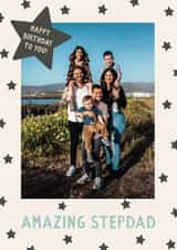 Personalised Birthday Photo Card created by The Pattern Press - Classic Birthday Card - Amazing Stepdad - Starry Frame