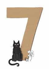 Cute Birthday Card - 7th - Cat - Clover created by The Curious Pancake