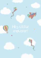 Cute New Baby Card - Toys New Baby Card - Little Explorer - Baby Balloon created by Bumbleberry Park