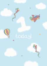 Cute 1st Birthday Card - Toys birthday card - Birthday balloon created by Bumbleberry Park