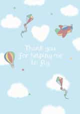 Cute Thank You Teacher Card - Thank you for helping me to fly - Teacher Card created by Bumbleberry Park