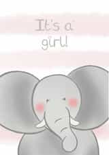 Cute Safari Elephant New Baby Girl Card - It's a Girl Card - Cute Elephant Baby created by Bumbleberry Park