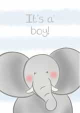 Cute New Baby Boy Card - Safari Elephant New Baby Card - Cute Elephant Card created by Bumbleberry Park