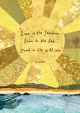 Inspirational Emerson quote card with collaged sunshine and landscape created by Greyling Post
