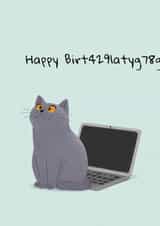 Cute Funny Birthday Card for Friend | British Shorthair Cat & Laptop created by 3Dcole