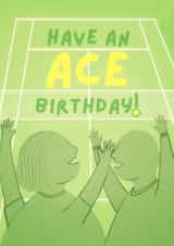 Ace Tennis Card - Birthday Card - Wimbledon created by Sian Moore Illustration