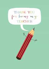 Cute Thank You Card - For Teacher - Smiley Pencil created by Kali Stileman