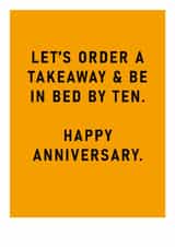 Funny Anniversary Card - A Takeaway And Bed By Ten created by Ohh Deer