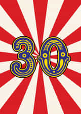 30th Birthday Card For Him Or Her – Colourful Circus Style Age 30 Card created by Lyndsay Moon