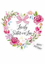 Traditional Birthday Card - For Sister In Law - Floral Heart created by Katie Phythian Design