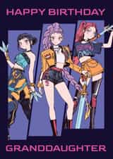 K-Pop Demon Hunters Birthday Card – For Granddaughter – Anime Birthday Card created by Danilo