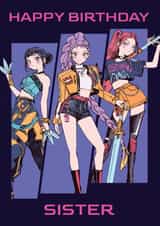 K-Pop Demon Hunters Birthday Card – For Sister – Anime Birthday Card created by Danilo