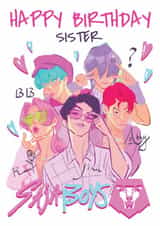 K-Pop Demon Hunters Saja Boys Birthday Card – For Sister – K-Pop Fan Birthday Card created by Danilo