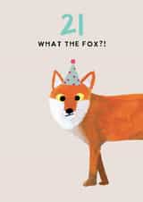 Cheeky 21st Birthday Card - What the Fox? - Fox Pun created by Holly Fox