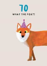 Cheeky 70th Birthday Card - What the Fox? - Fox Pun created by Holly Fox